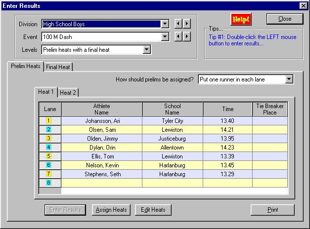 Enter Results Window